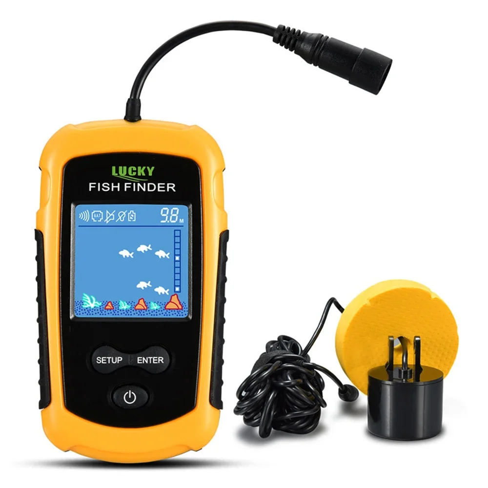 ラッキー液晶カラースクリーンポータブル有線魚群探知機 100 - Fish Finder Transducer のレビューと価格