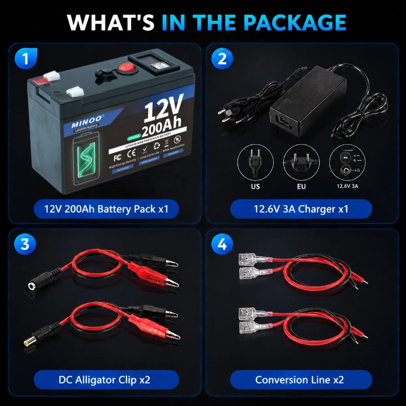 12V 200Ah LiFePO4バッテリー ディープサイク - Fish Finder Charger のレビューと価格