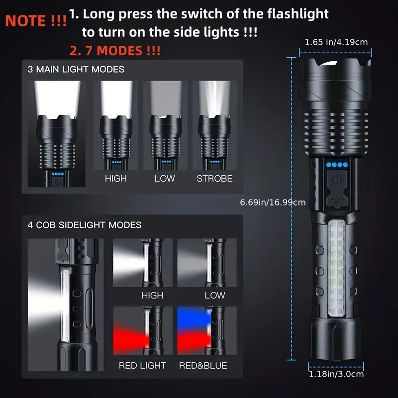 強力な LED 懐中電灯バッテリーディスプレイ USB 充電 - Fishing Light のレビューと価格